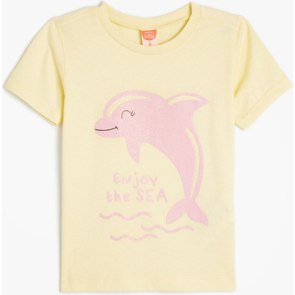 Koton Tişört Yunus Baskılı Kısa Kollu Pamuklu Bebek T-shirt Fiyatı