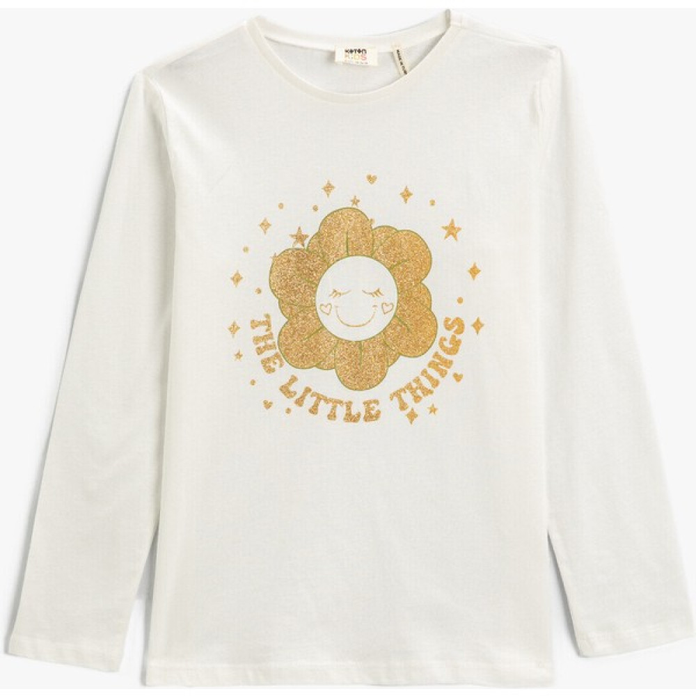 Koton Uzun Kollu Tişört Baskılı Bisiklet Yaka Pamuklu Kız Çocuk T-shirt Fiyatı