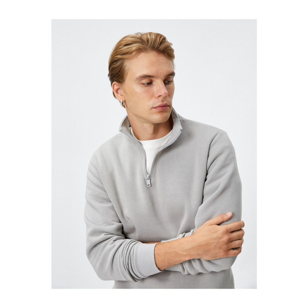 Koton Yarım Fermuarlı Sweatshirt Dik Yaka Uzun Kollu Şardonlu XL Beden Bayan Sweatshirt Fiyatı