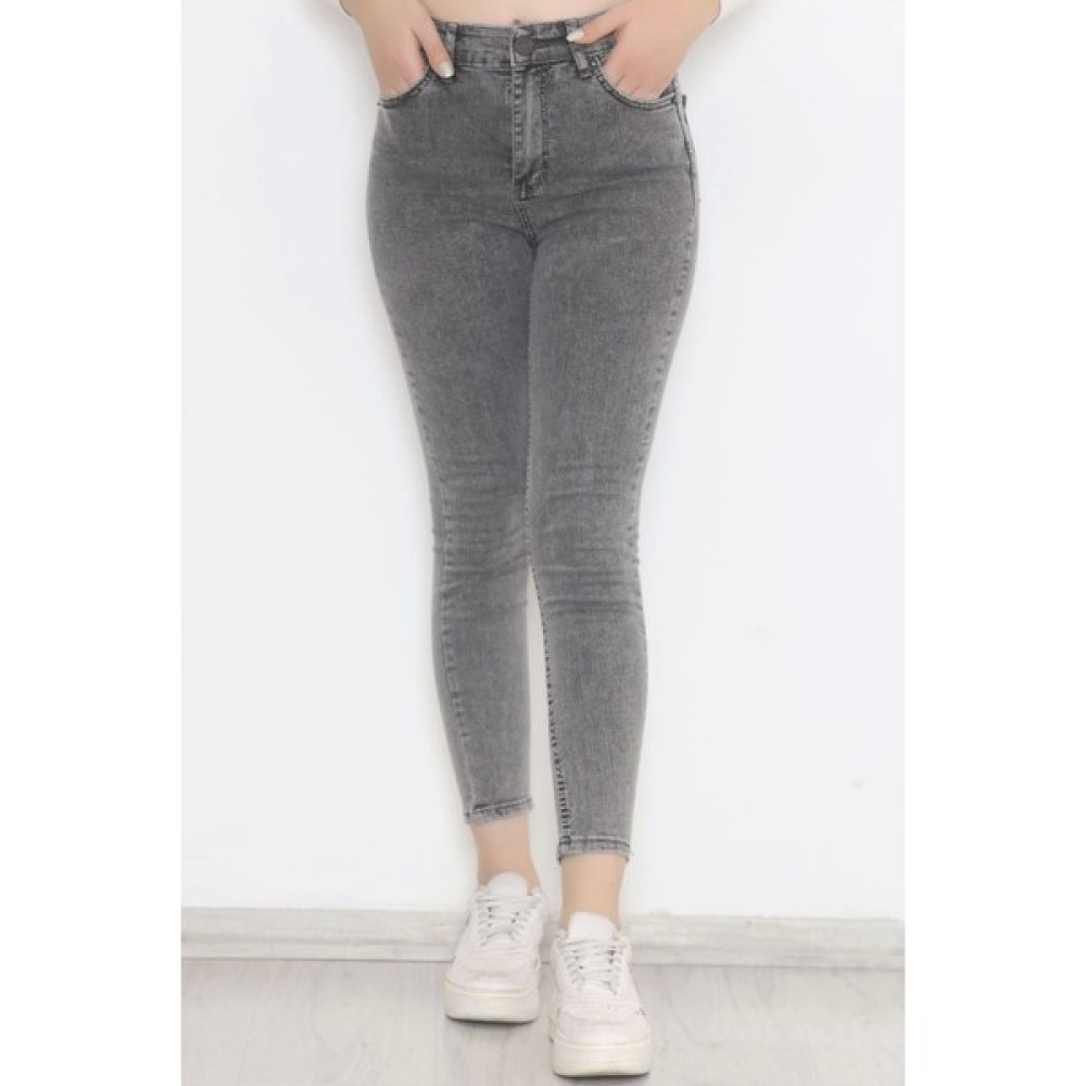 Kotyora Dar Paça Kot Pantolon Gri - 12561.1431. Bayan Jeans / Kot Pantolon Fiyatı