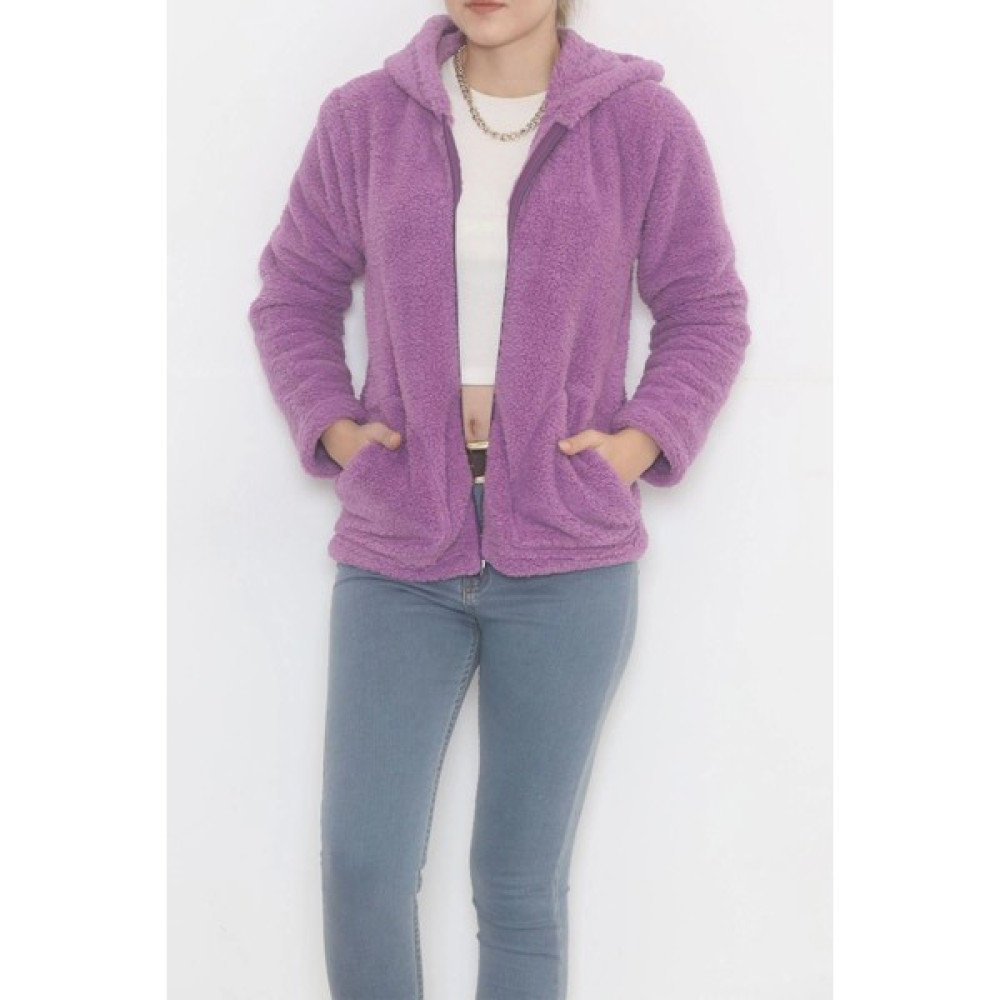 Kotyora Kotyora Kapşonlu Peluş Mont Mor - 10248.107. Kadın Kaban Fiyatı