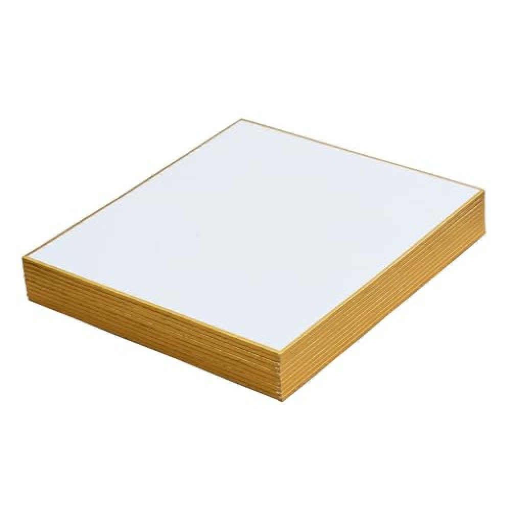 KOUBAIDO Japanese Shikishi White Board Washi Paper Hosho 4.7 x 5.3 inches Gold Bordered for Japanese Art or Calligraphy Pack of 10