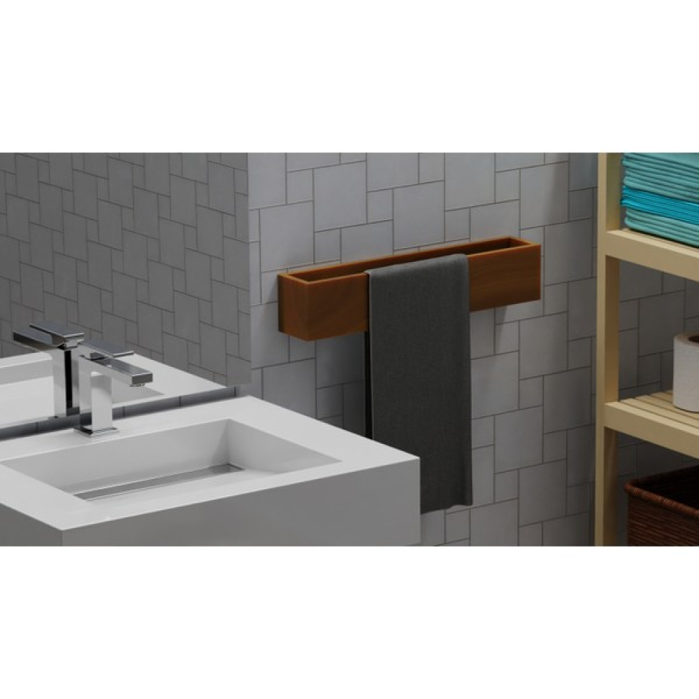 Kovancı Mobilya Banyo, Lavabo, Mutfak Yapışkanlı Havlu Tutacağı, Ahşap Yapışkanlı Havlu ve Bez Askısı - Koyu Ceviz Havluluk Fiyatı