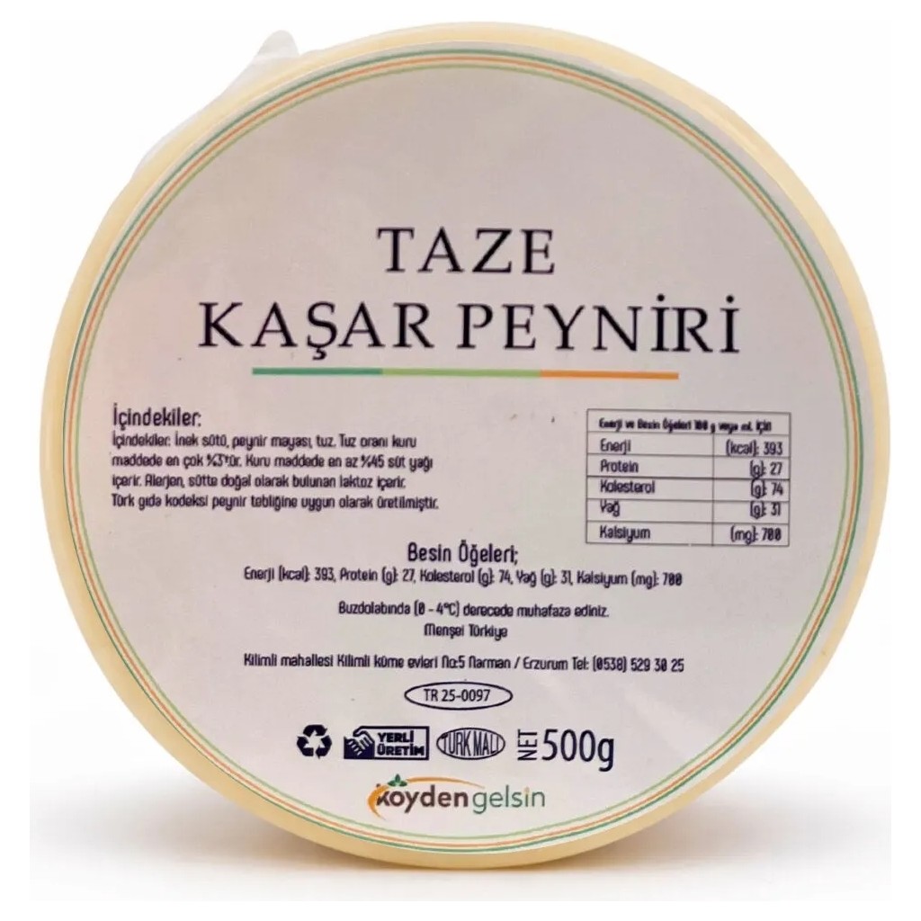 Köyden Gelsin Taze Kaşar - 500 gram - 500 gr Peynir Fiyatı