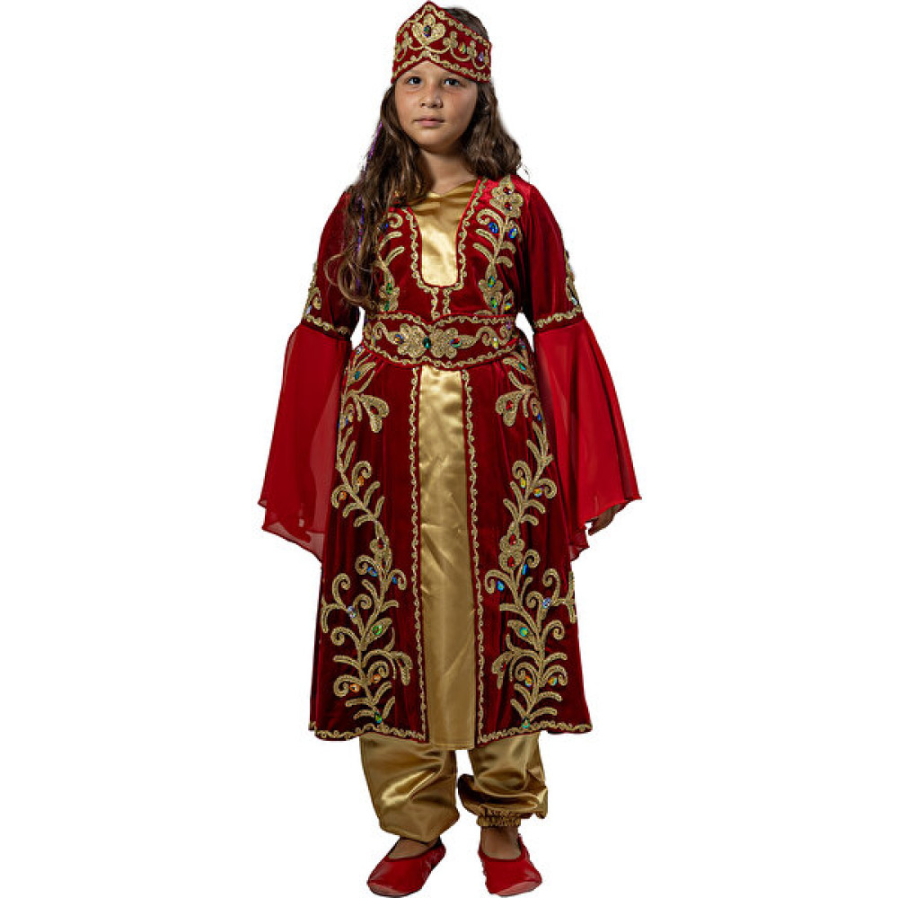 Köylü Kostüm Hürrem Sultan Kostümü Bindallı Kız Çocuk Kıyafeti Kırmızı Kız Çocuk Giyim Takımı Fiyatı