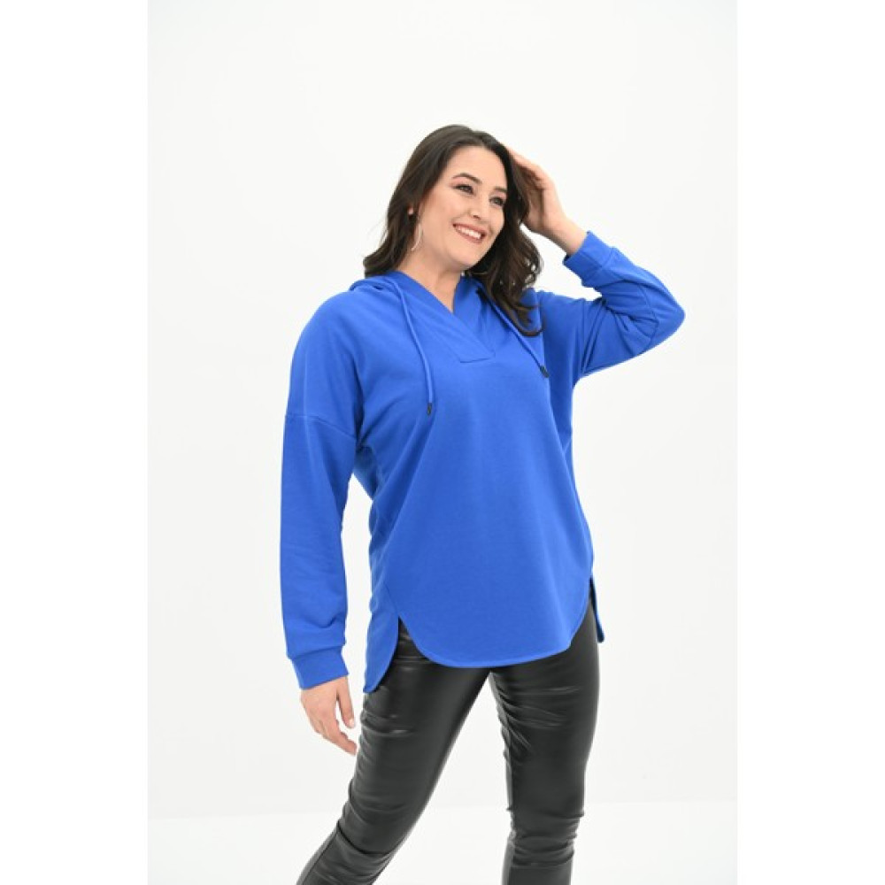 Koza Butik Kadın Büyük Beden Kapüşonlu Oversize Sweatshirt 1895-25 Bayan Sweatshirt Fiyatı