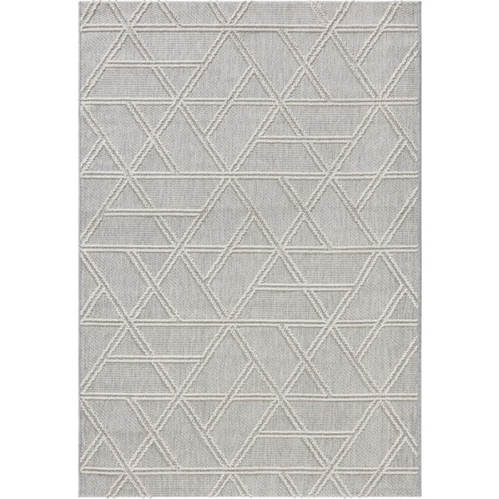 Koza Halı Alba Gri Krem Geometrik Çizgili Tozumaz Salon Koridor Balkon Teras Bahçe Oturma Odası Halısı 19241A - 60 x 100 cm - Gri - Krem Salon Halısı Fiyatı