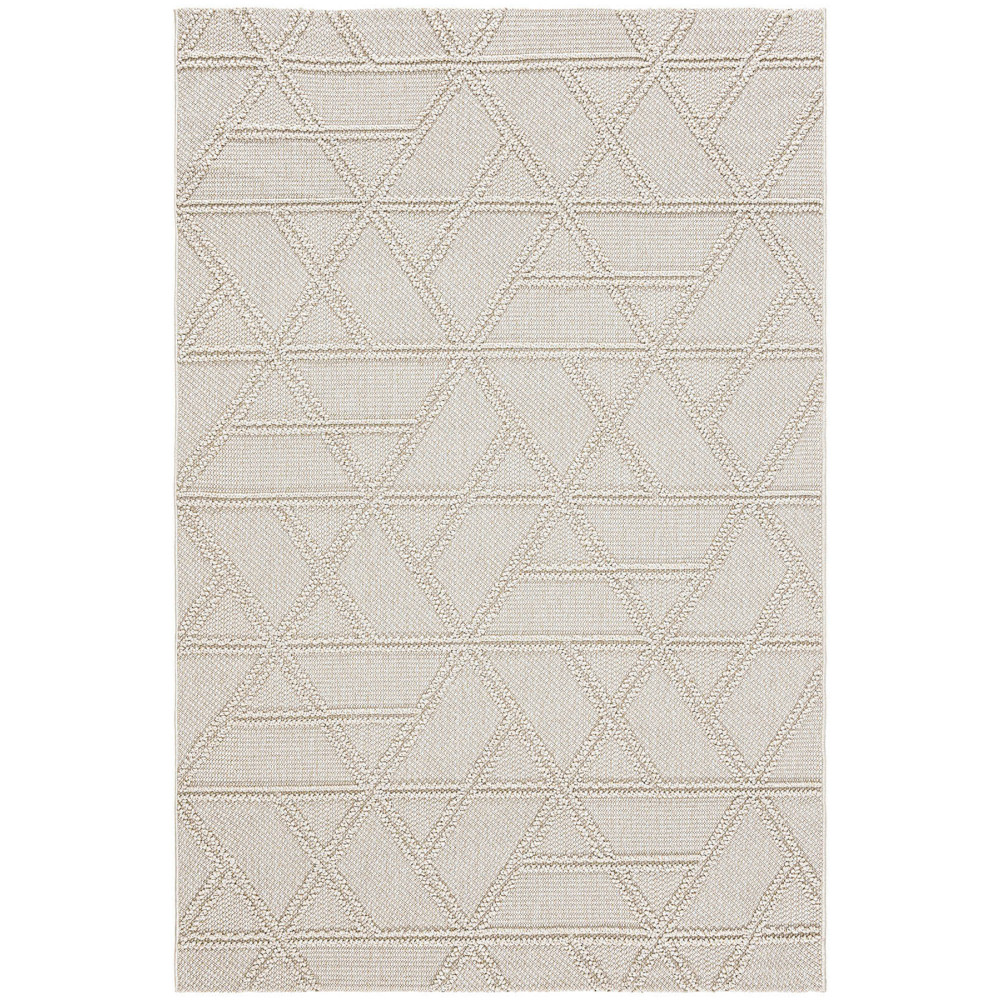 Koza Halı Krem Geometrik Çizgili Tozumaz Salon Koridor Balkon Teras Bahçe Oturma Odası Halısı 19241a 60 x 100 Beden Kilim Fiyatı