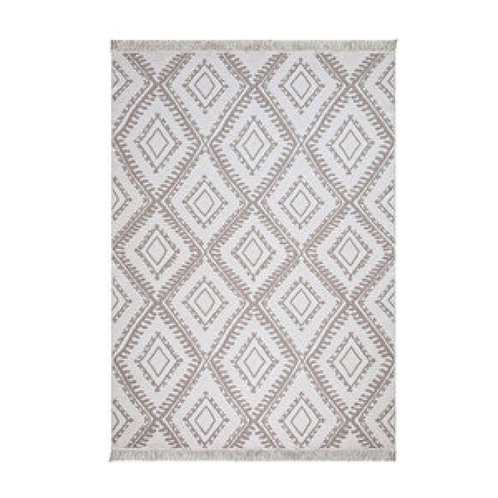 Koza Home Duo Beyaz Bej Çift Taraflı Yıkanabilir Dokuma Kilim 22997a 80x300 cm Kilim Fiyatı