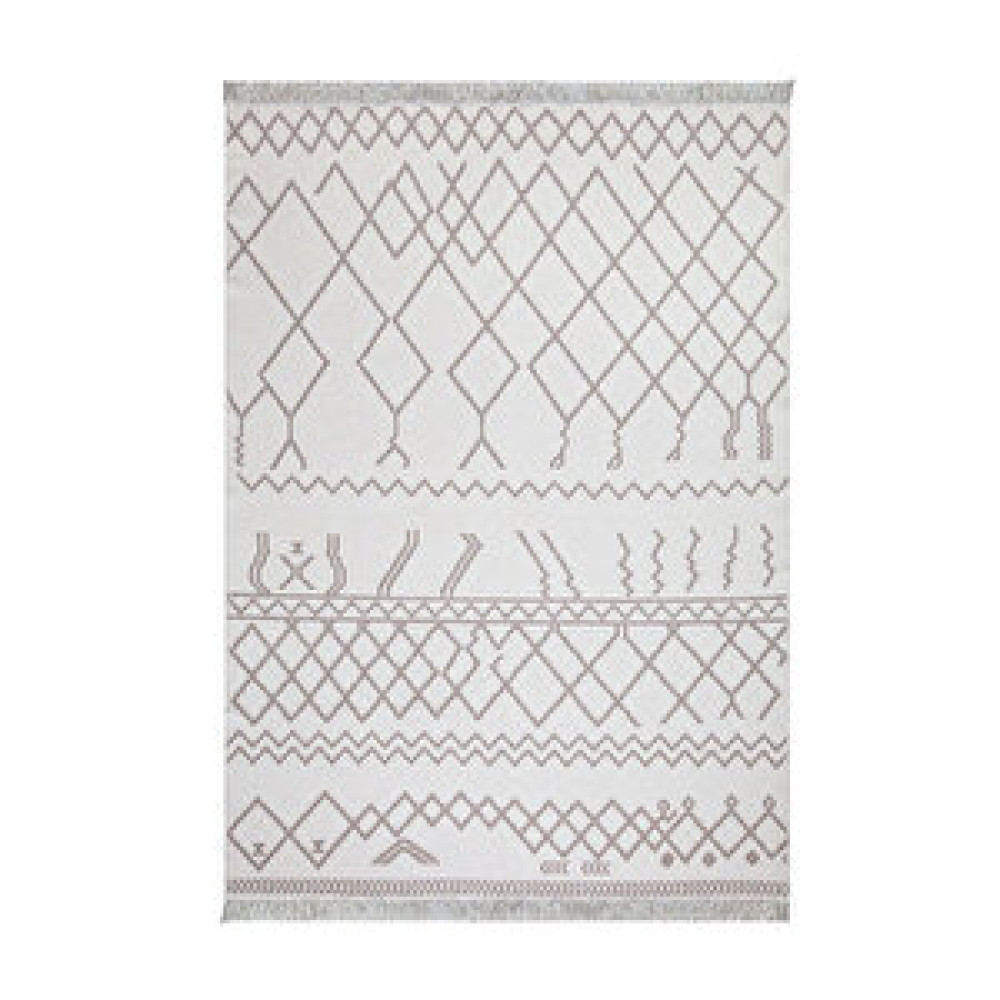 Koza Home Duo Beyaz Bej Çift Taraflı Yıkanabilir Dokuma Kilim 23001a 120x180 cm Kilim Fiyatı