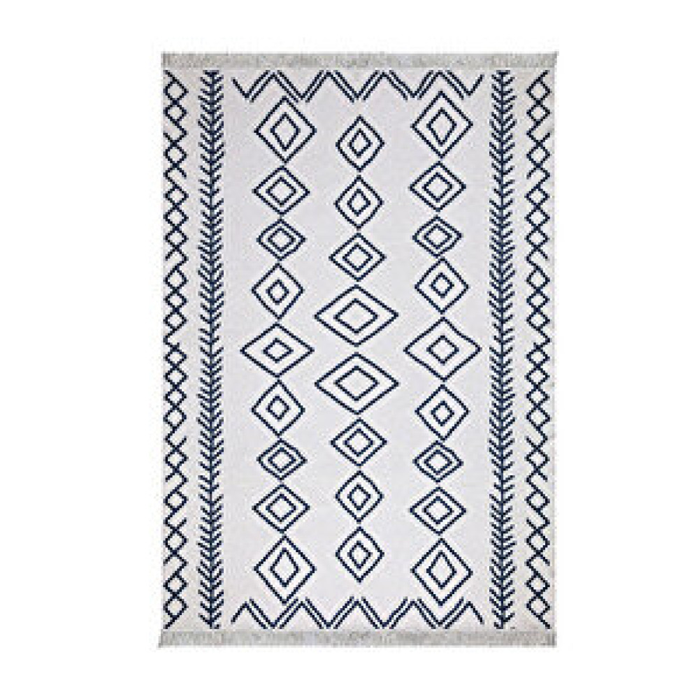 Koza Home Duo Beyaz Mavi Çift Taraflı Yıkanabilir Dokuma Kilim 23000a 120x180 cm Kilim Fiyatı