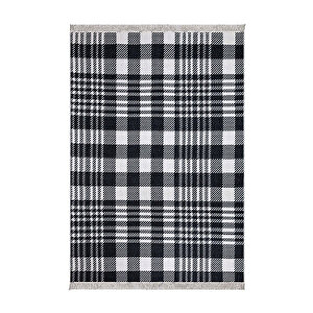 Koza Home Duo Beyaz Siyah Çift Taraflı Yıkanabilir Dokuma Kilim 22991a 120x180 cm Kilim Fiyatı