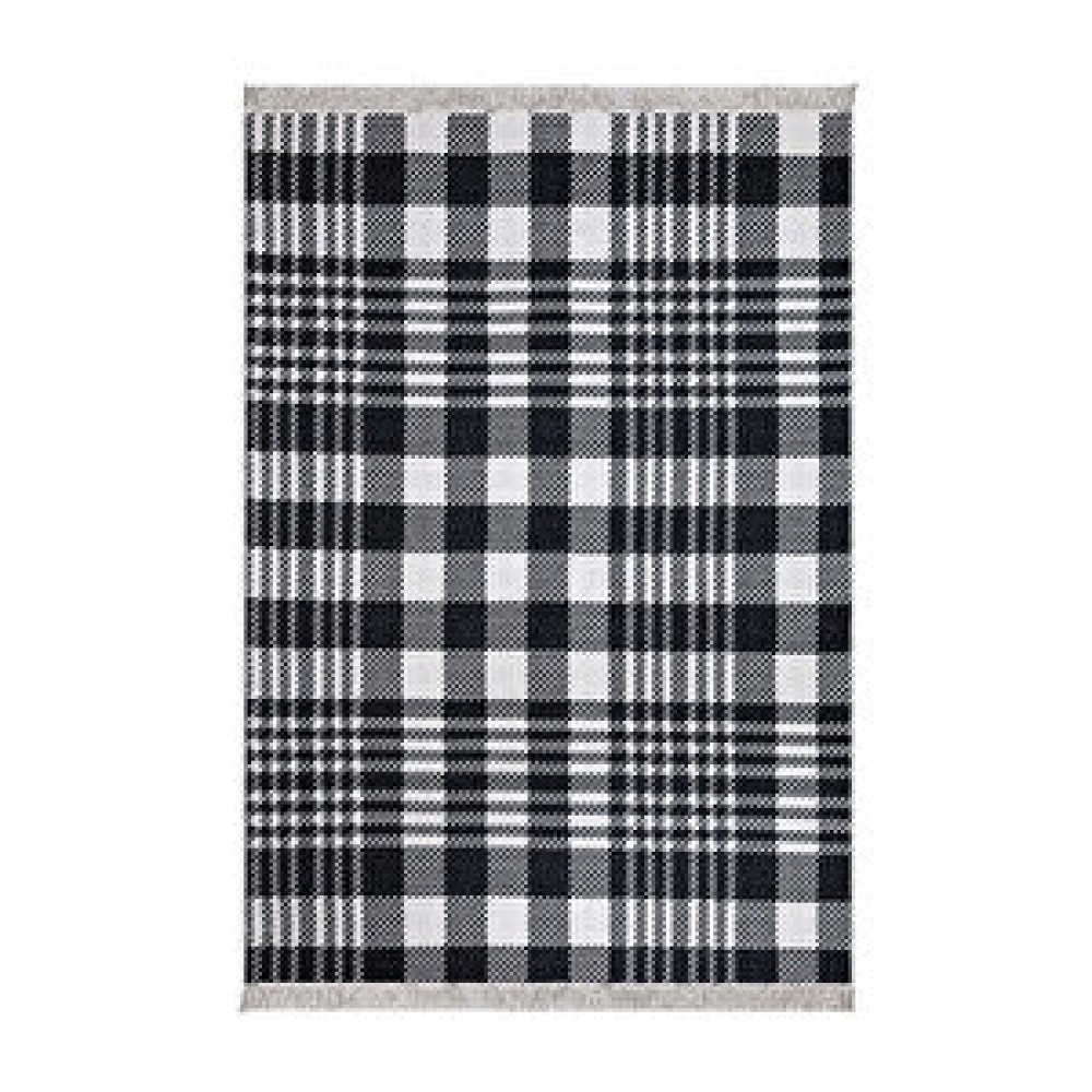 Koza Home Duo Beyaz Siyah Çift Taraflı Yıkanabilir Dokuma Kilim 22991a 80x300 cm Kilim Fiyatı