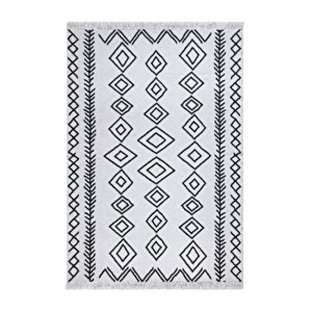 Koza Home Duo Beyaz Siyah Çift Taraflı Yıkanabilir Dokuma Kilim 23000a 80x300 cm Kilim Fiyatı