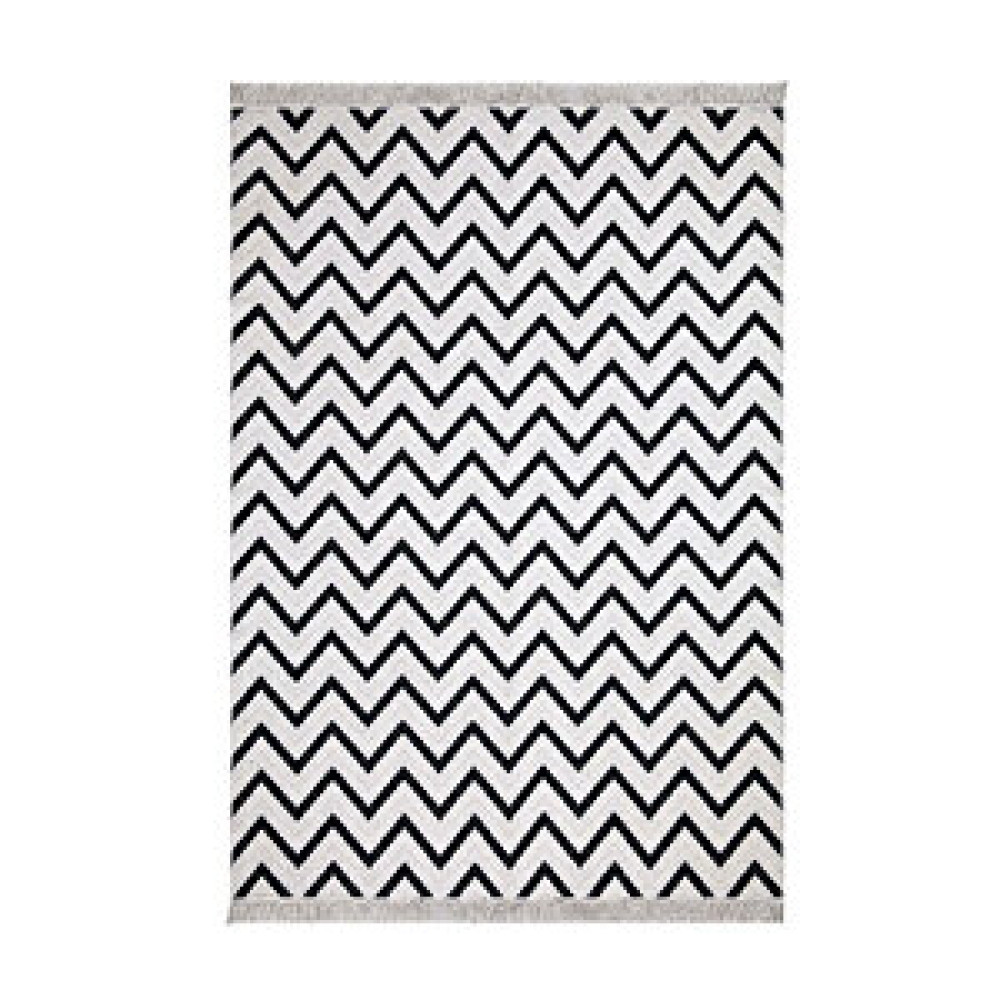 Koza Home Duo Beyaz Siyah Çift Taraflı Yıkanabilir Dokuma Kilim 23002a 80x300 cm Kilim Fiyatı