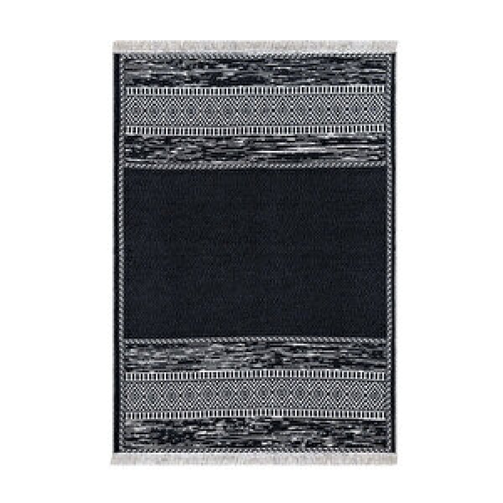 Koza Home Duo Beyaz Siyah Çift Taraflı Yıkanabilir Dokuma Kilim 23003a 80x300 cm Kilim Fiyatı