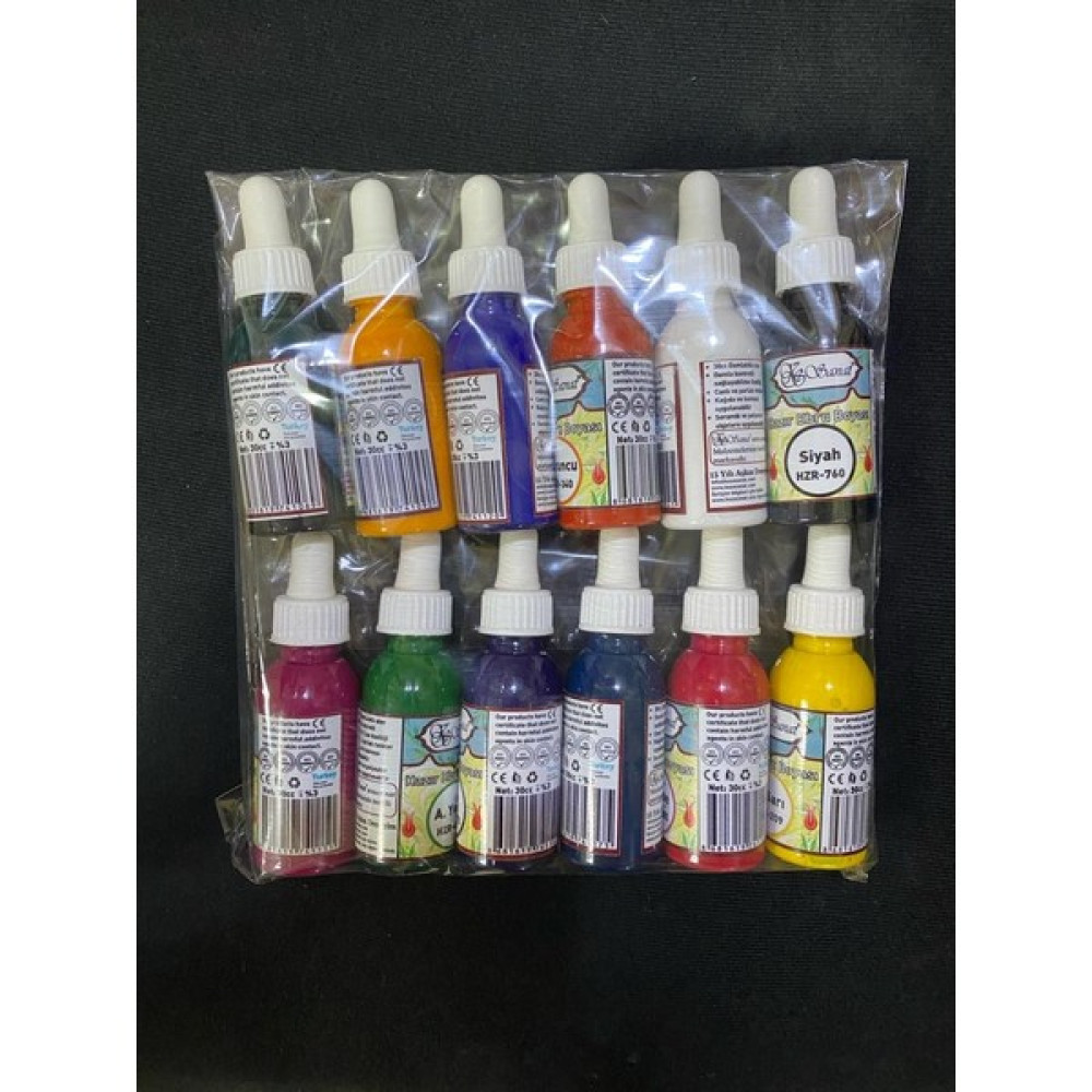 Koza Sanat 12 Renk 30 ml Da ml alıklı Hazır Ebru Boyası Sanatsal Malzemeler Fiyatı