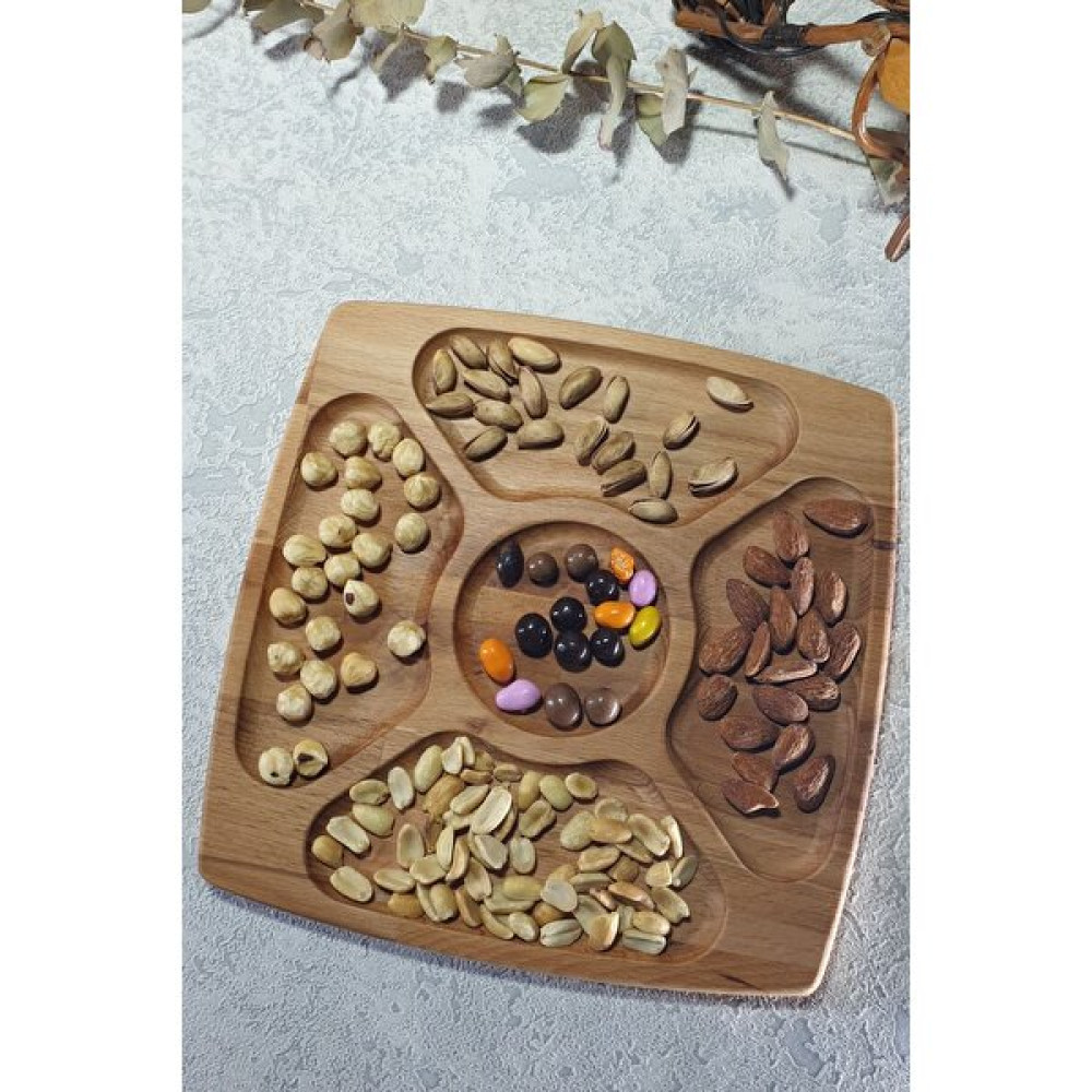 Koza Wood Art Masif Ahşap Çerezlik - Kahvaltı - Kahve - Meyve Sunum Tabağı Tabak Natural Mutfak Gereçleri Fiyatı