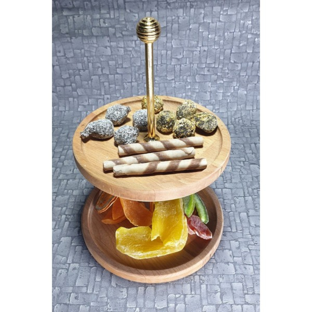 Koza Woodart Ahşap 2 Katlı Kurabiyelik - Açık Kahverengi Mutfak Gereçleri Fiyatı