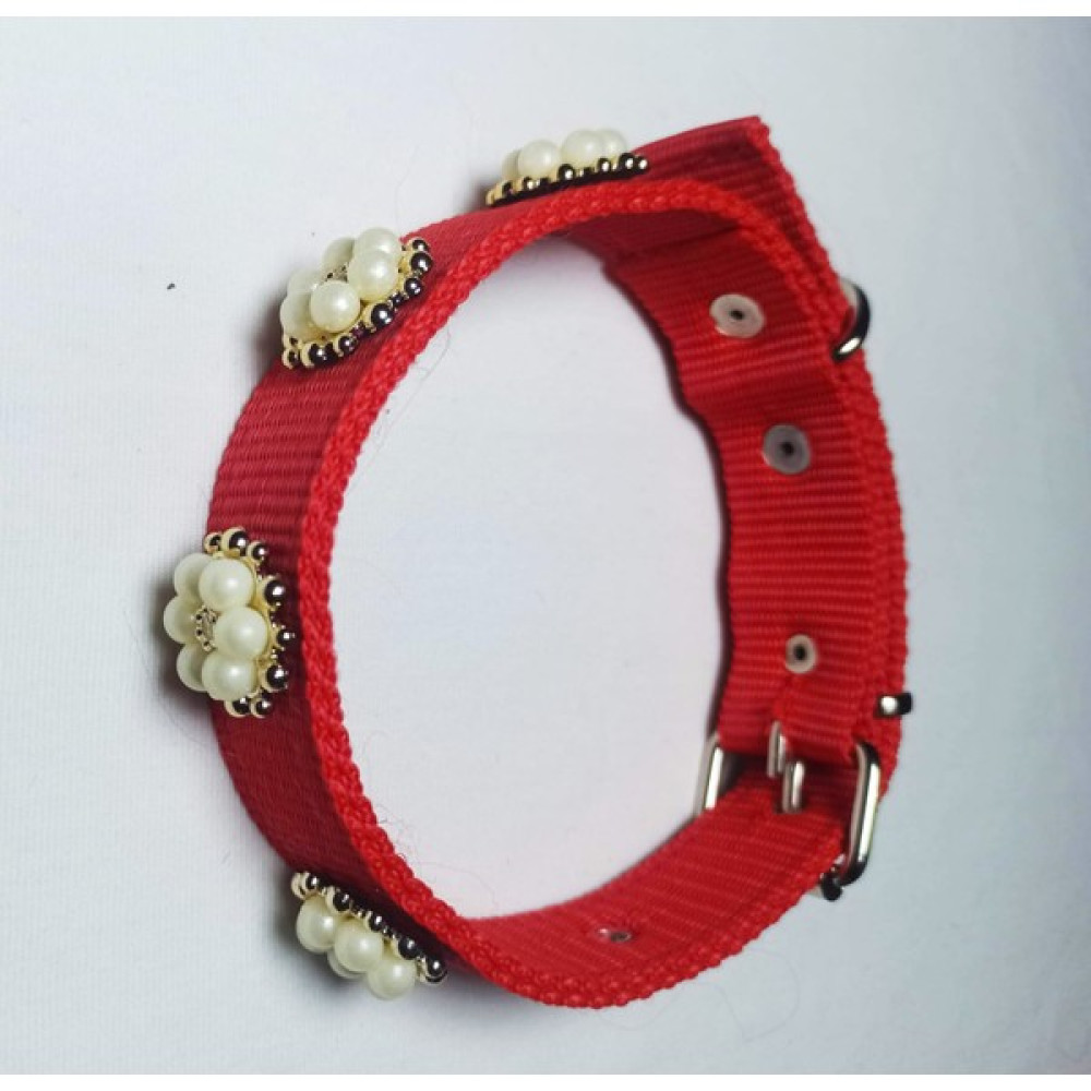Kozaklı Inci Süslü Köpek Tasması 60X3 cm - Kırmızı Evcil Hayvan Ürünleri Fiyatı
