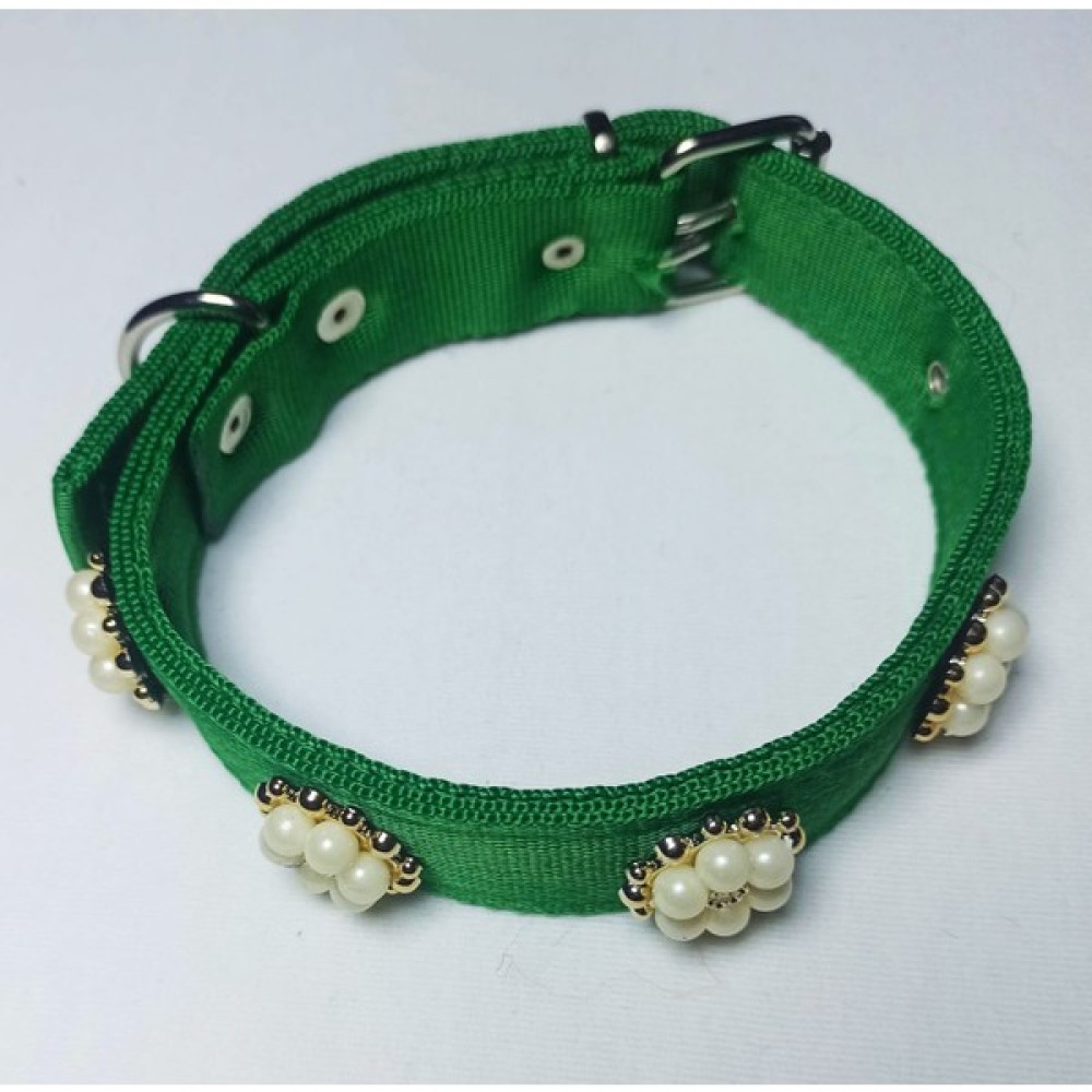 Kozaklı Inci Süslü Köpek Tasması 60X3 cm - Yeşil Evcil Hayvan Ürünleri Fiyatı