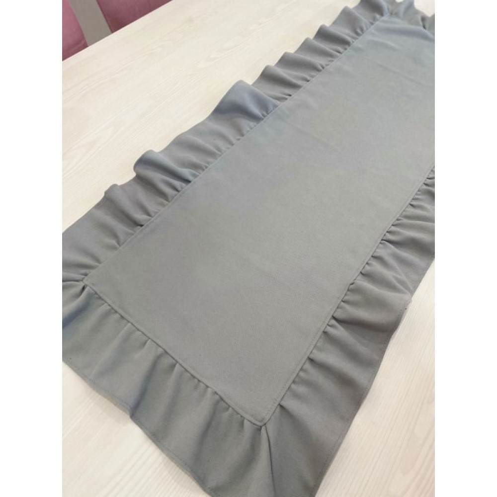 Kozalak Fırfırlı Runner - 40 x 110 cm - Açık Gri Masa Örtüsü Fiyatı