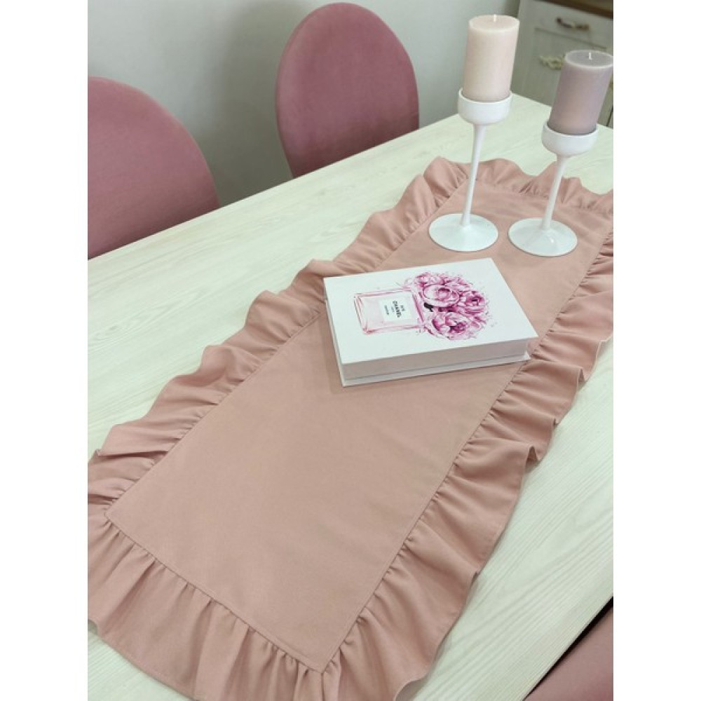 Kozalak Fırfırlı Runner - Pudra - 45 x 110 cm Masa Örtüsü Fiyatı