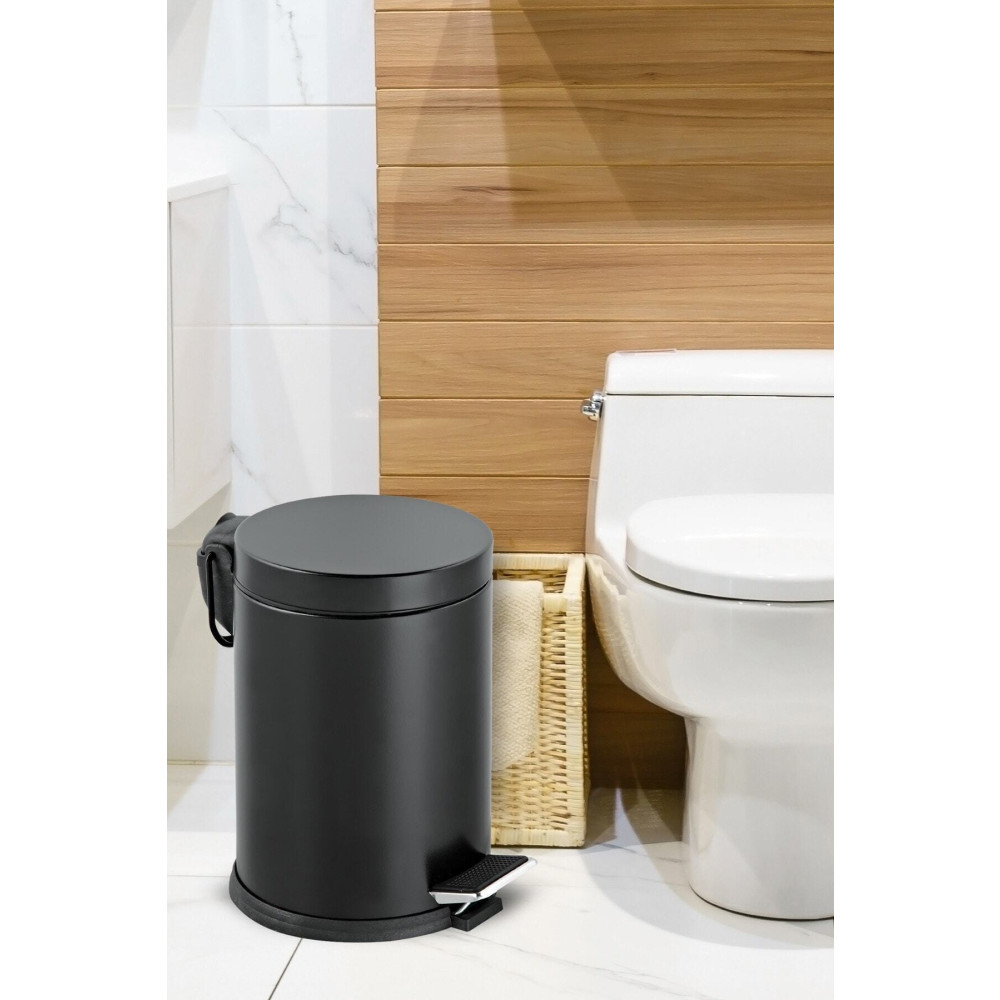 KOZART Tuvalet Banyo Balkon Mutfak 3 Litre Siyah Pedallı Çöp Kovası Çöp Kutusu Mobilya & Dekorasyon Fiyatı