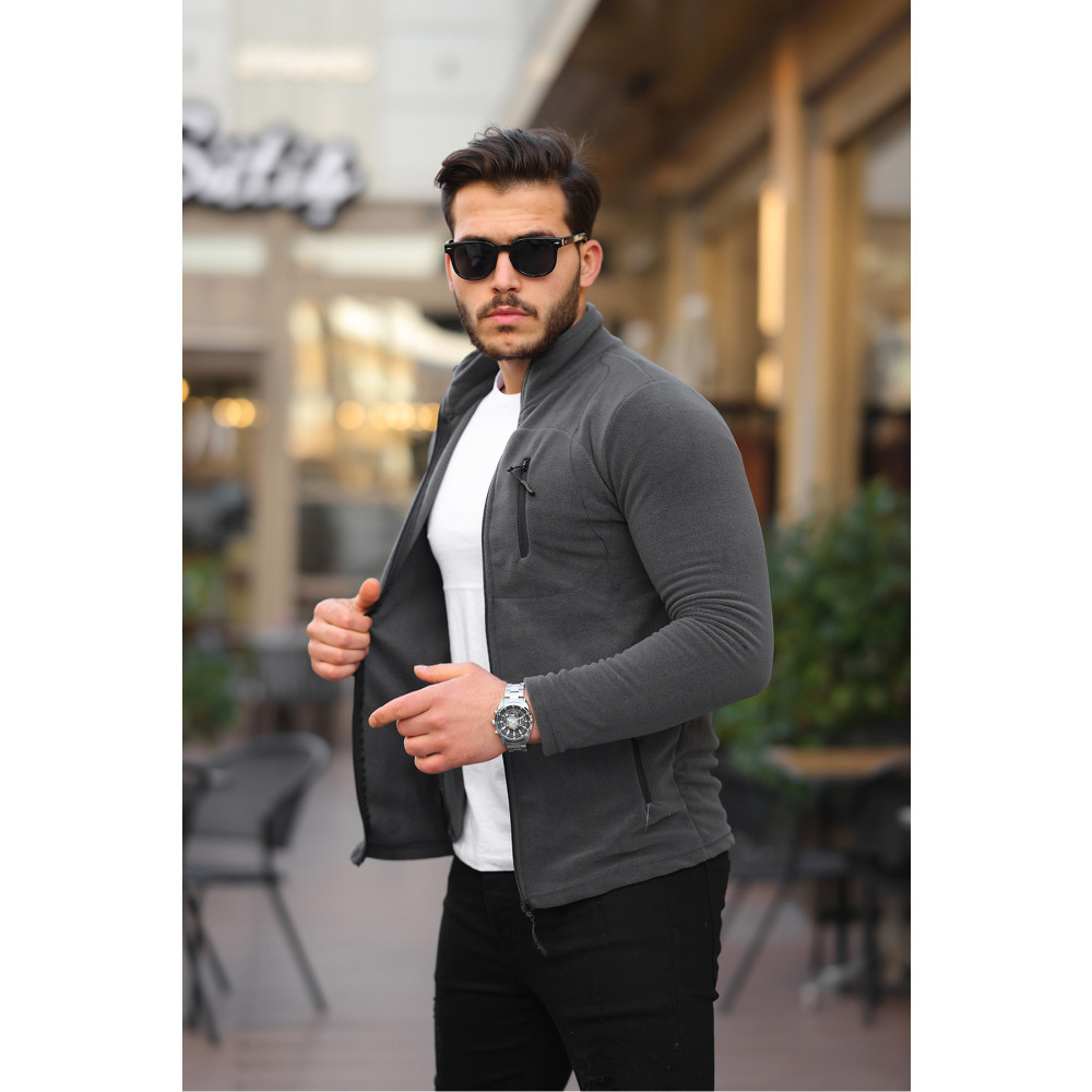 Kozik Erkek Antrasit Softshell Erkek Polar Standart Kalıp Tam Fermuarlı 3 Çepli Erkek Polar Hırka M Beden Kadın Giyim Fiyatı