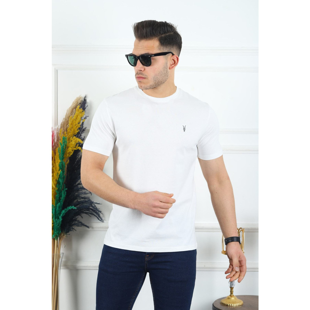 Kozik Erkek Beyaz T-shirt Standart Basic Bisiklet Yaka Düz %100 Pamuk Erkek Tişört XL Beden Bayan T-shirt Fiyatı