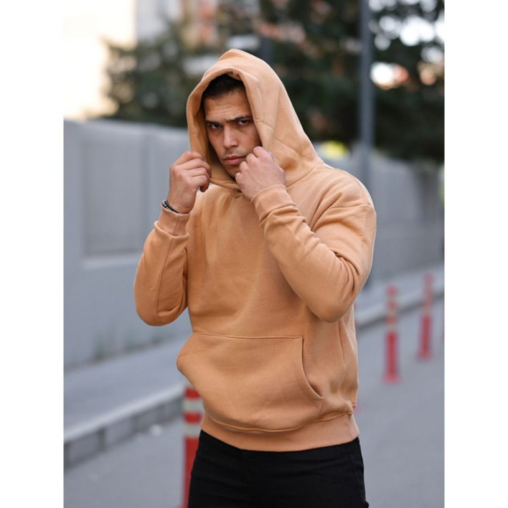 Kozik Erkek Beyaz Tam Oversize Kanguru Cepli 3 İplik Erkek Kapüşonlu Sweatshirt Erkek Sweatshirt Fiyatı