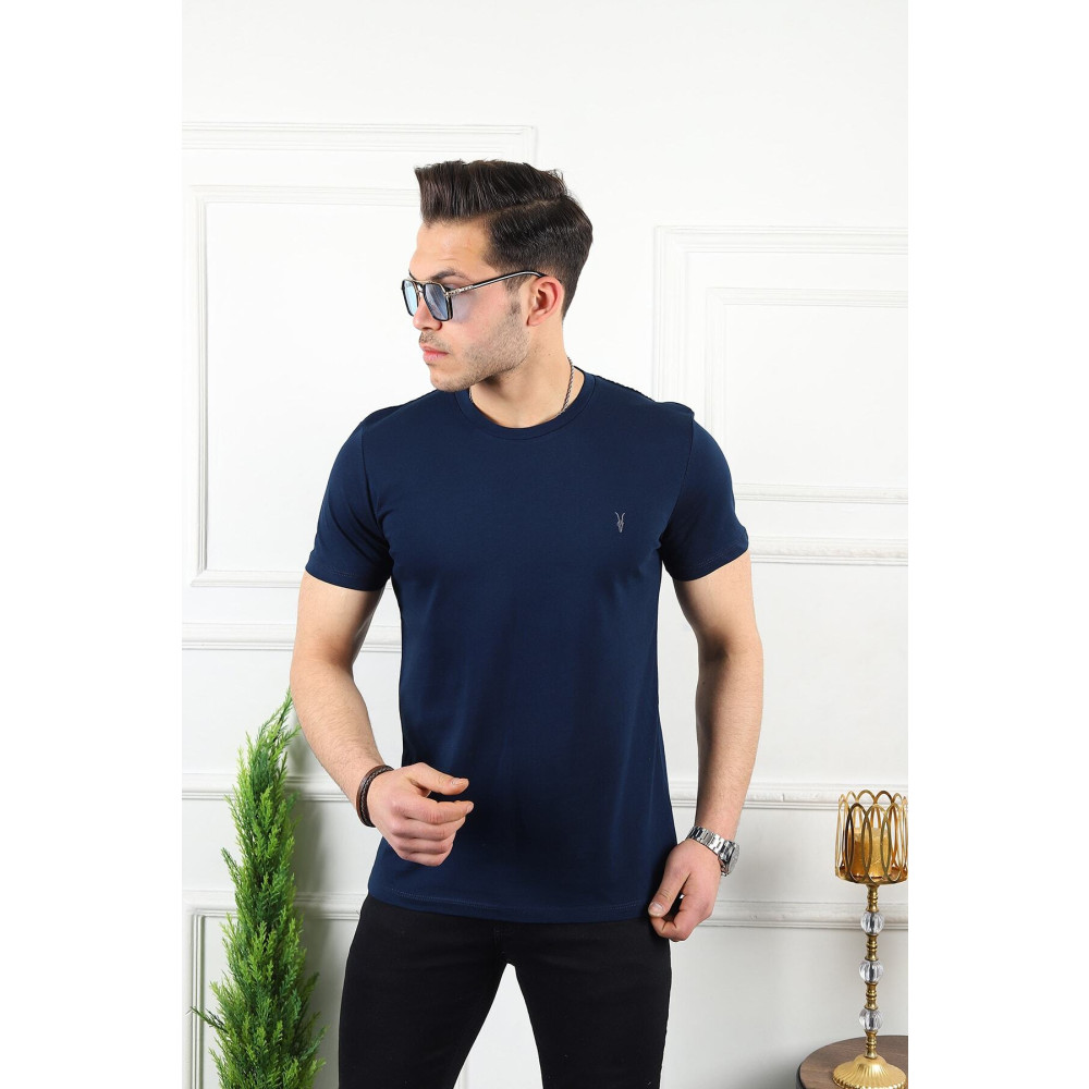 Kozik Erkek Lacivert Standart Kesim Bisiklet Yaka %100 Pamuk Kısa Kollu Erkek Tişört T-shirt S Beden Bayan T-shirt Fiyatı