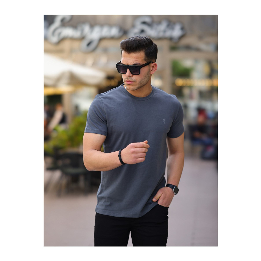 Kozik Erkek Tişört Füme Tişört Standart Bisiklet Yaka Düz %100 Pamuk Erkek T-shirt L Beden Bayan T-shirt Fiyatı
