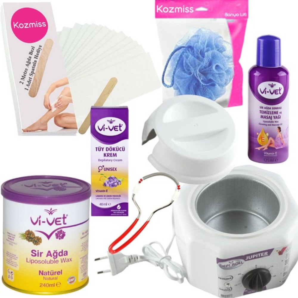 Kozmiss Ağda Isıtıcı Makine 240 ml Naturel Konserve Ağda Seti 7 Parça Tüy Dökücü Kre mli Oto Boyaları Fiyatı