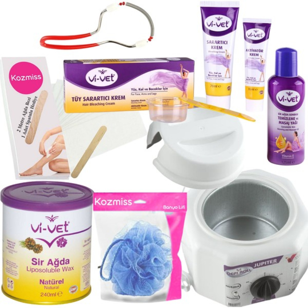 Kozmiss Ağda Isıtıcı Makine 240 ml Naturel Konserve Ağda Seti 7 Parça Tüy Sarartıcı Kre mli Oto Boyaları Fiyatı