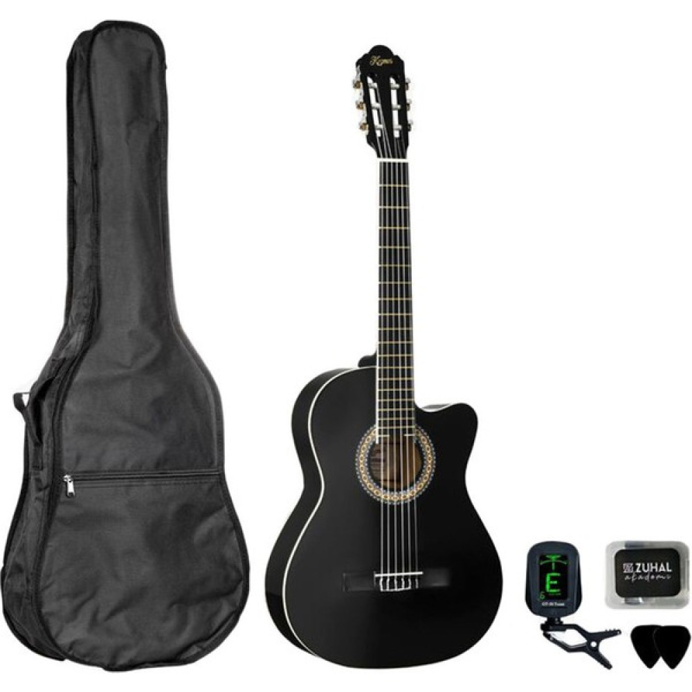 Kozmos KCG-09PK-CBK Cutaway Klasik Gitar Öğrenci Başlangıç Paketi - BK (SİYAH) Klasik Gitarlar Fiyatı