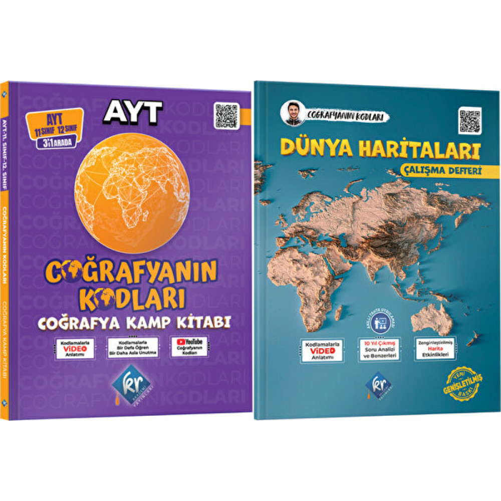 Kr Akademi Ayt 11. Sınıf 12. Sınıf Coğrafyanın Kodları Kamp Kitabı & Coğrafyanın Kodları Dünya Haritaları Seti Kr Akademi Ders Sınav Kitapları Fiyatı