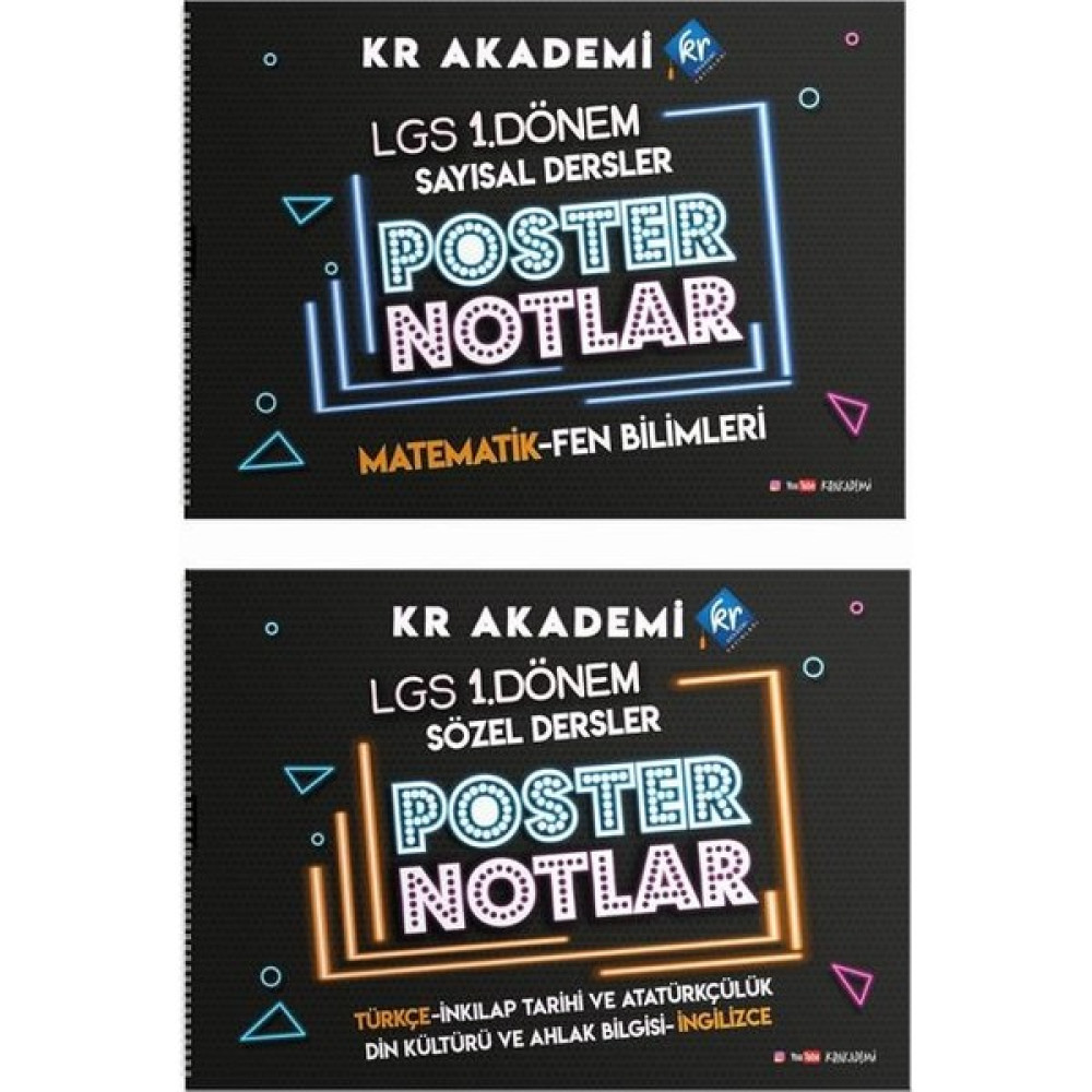 Kr Akademi LGS 1. Dönem Sayısal - Sözel Poster Notlar Seti Ders Sınav Kitapları Fiyatı