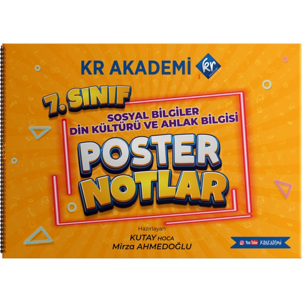 Kr Akademi Yayınları 7. Sınıf Sosyal Bilgiler - Din Kültürü ve Ahlak Bilgisi Poster Notlar (Ciltli) Tüm Dersler Fiyatı