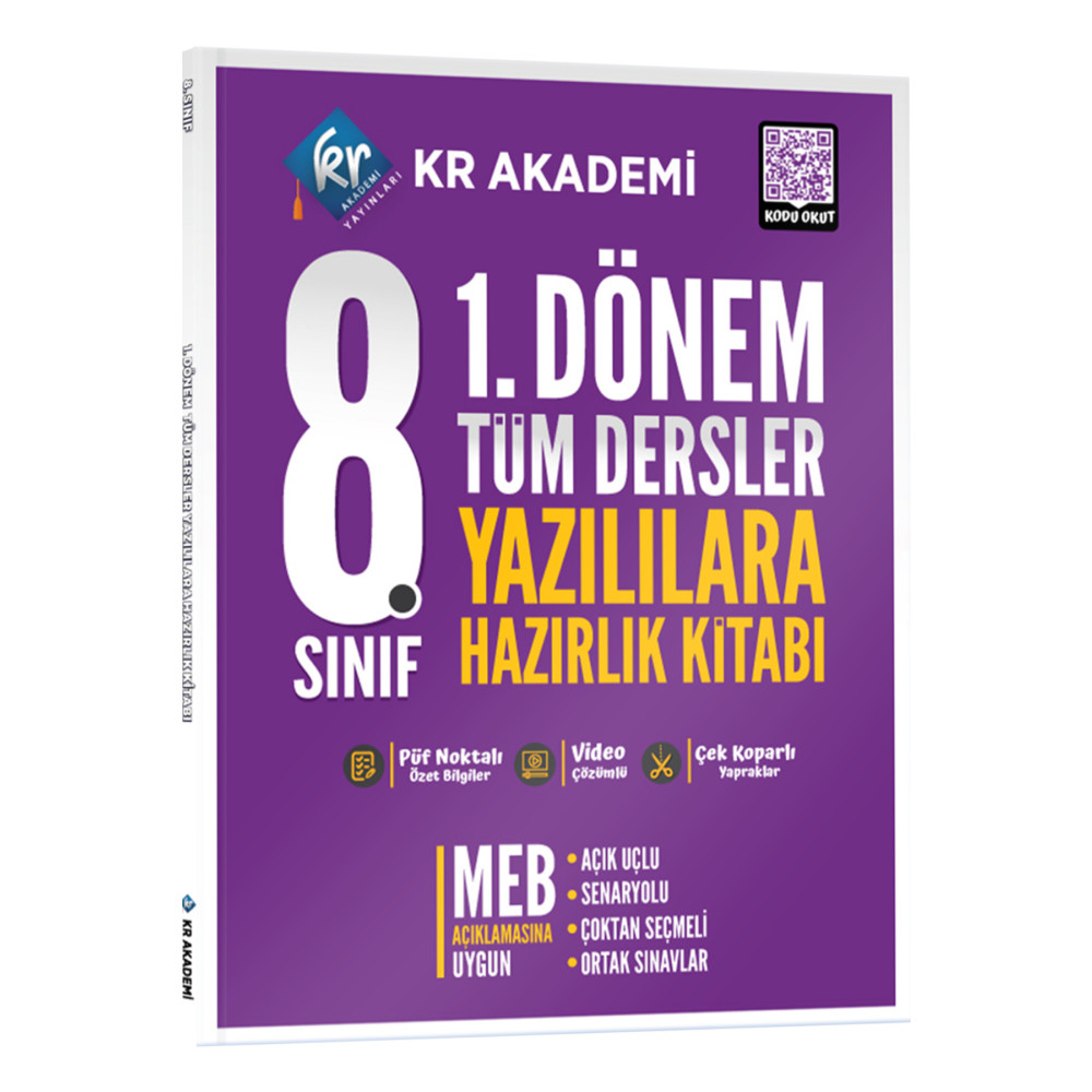 KR Akademi Yayınları 8. Sınıf 1. Dönem Tüm Dersler Yazılılara Hazırlık Kitabı Yardımcı Kitaplar Fiyatı
