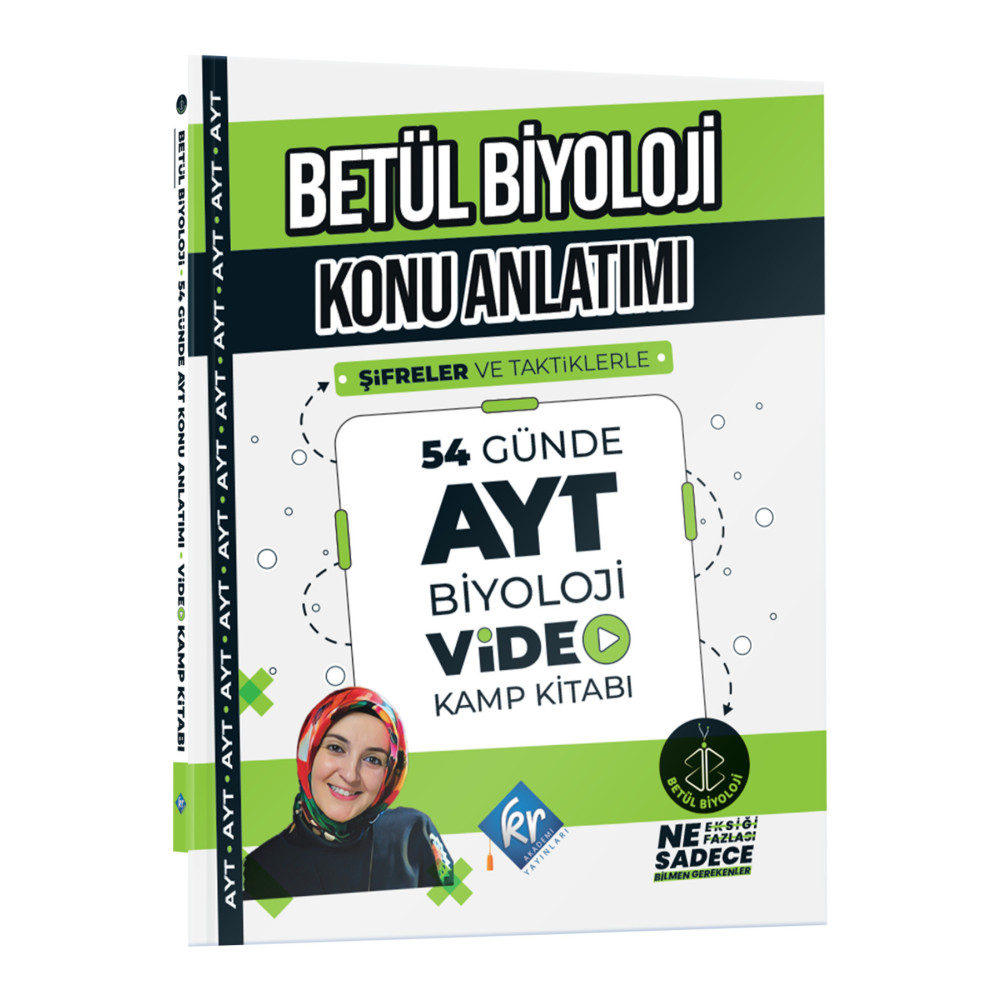 KR Akademi Yayınları Betül Biyoloji Konu Anlatımı 54 Günde AYT Biyoloji Video Kamp Kitabı Ders Sınav Kitapları Fiyatı