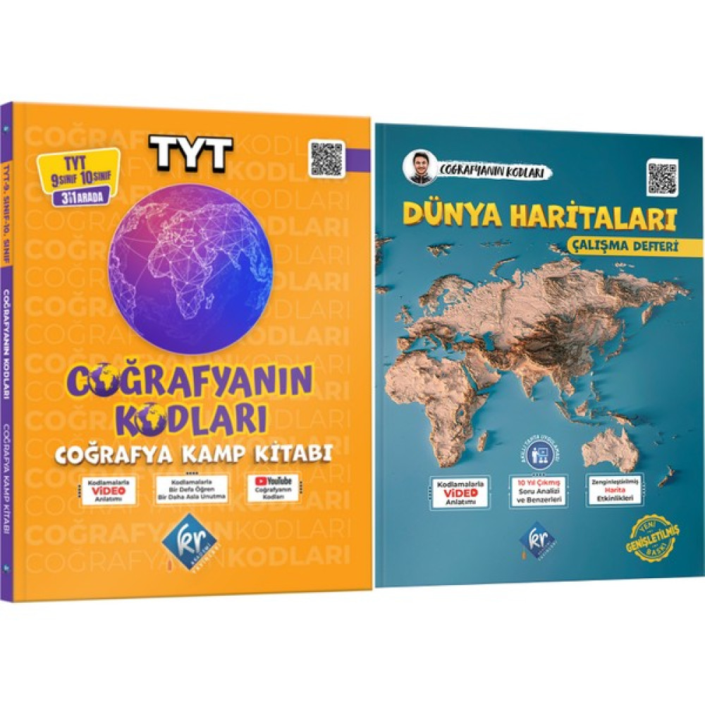 Kr Akademi Yayınları Tyt 9. Sınıf 10. Sınıf Coğrafyanın Kodları Video Ders Kitabı ve Coğrafyanın Kodları Dünya Haritaları Coğrafya Fiyatı