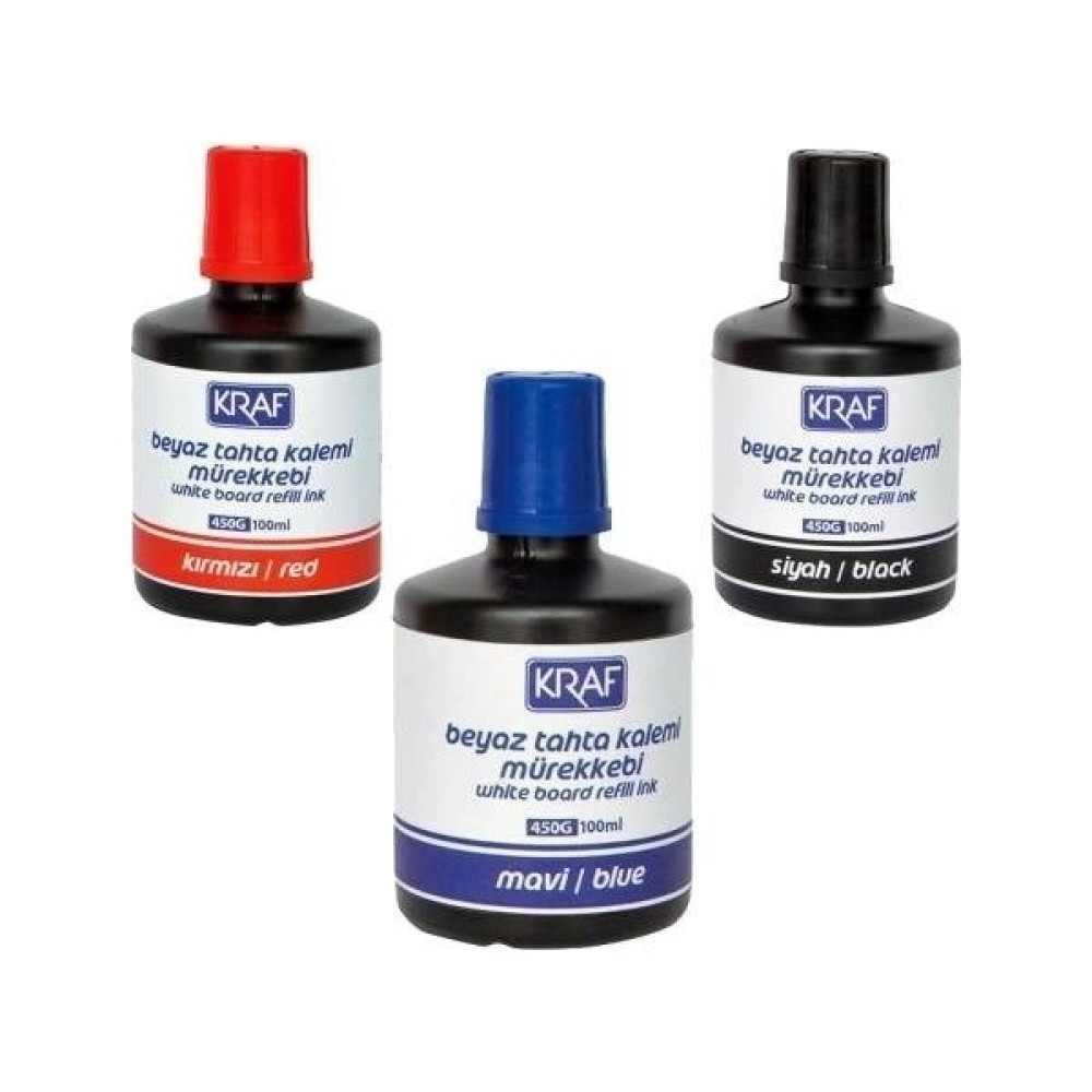 Kraf 450G Beyaz Yazı Tahtası Mürekkep Seti 3 Renk x 100 ml Kalem Kartuşu & Mürekkebi Fiyatı