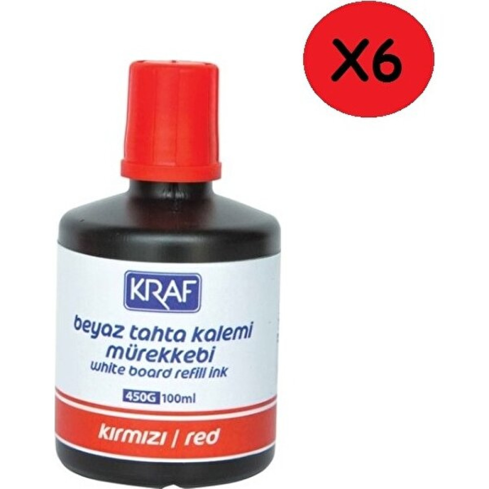 Kraf Beyaz Tahta Kalem Mürekkebi 100Ml Kırmızı 450G 6'Lı Paket Kalem Kartuşu & Mürekkebi Fiyatı
