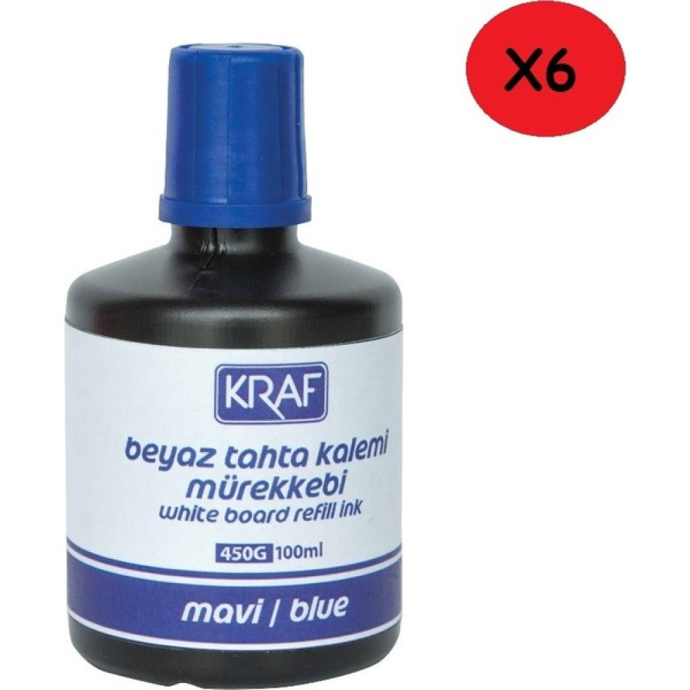 Kraf Beyaz Tahta Kalem Mürekkebi 100Ml Mavi 450G 6 Adet Kalem Kartuşu & Mürekkebi Fiyatı