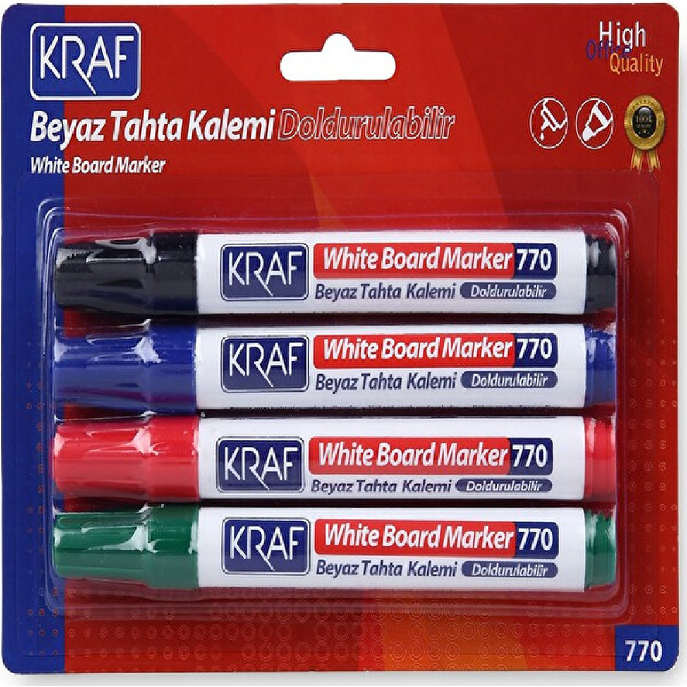 Kraf Beyaz Tahta Kalemi Doldurulabilir 770- 4 4'lü Set Yazı Tahtası Kalemi Fiyatı