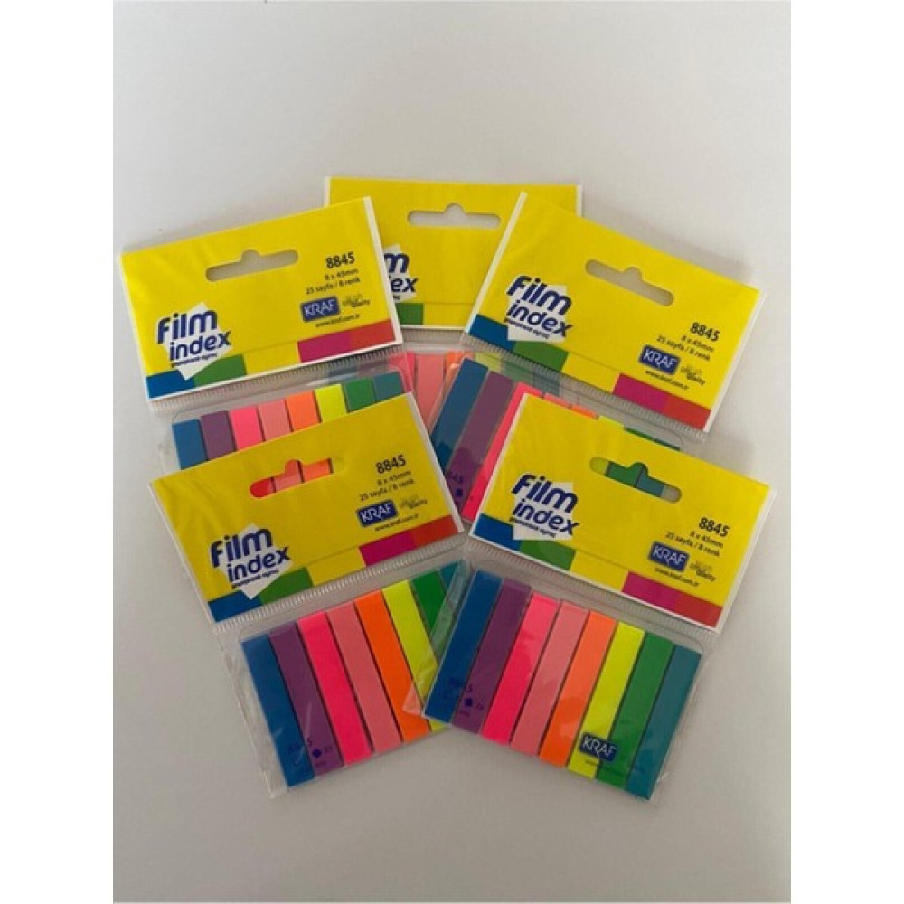 Kraf Film Index Plastik Ayraç 8 Renk x 25 Sayfa 8845 5'li Set Not Defteri & Bloknot Fiyatı