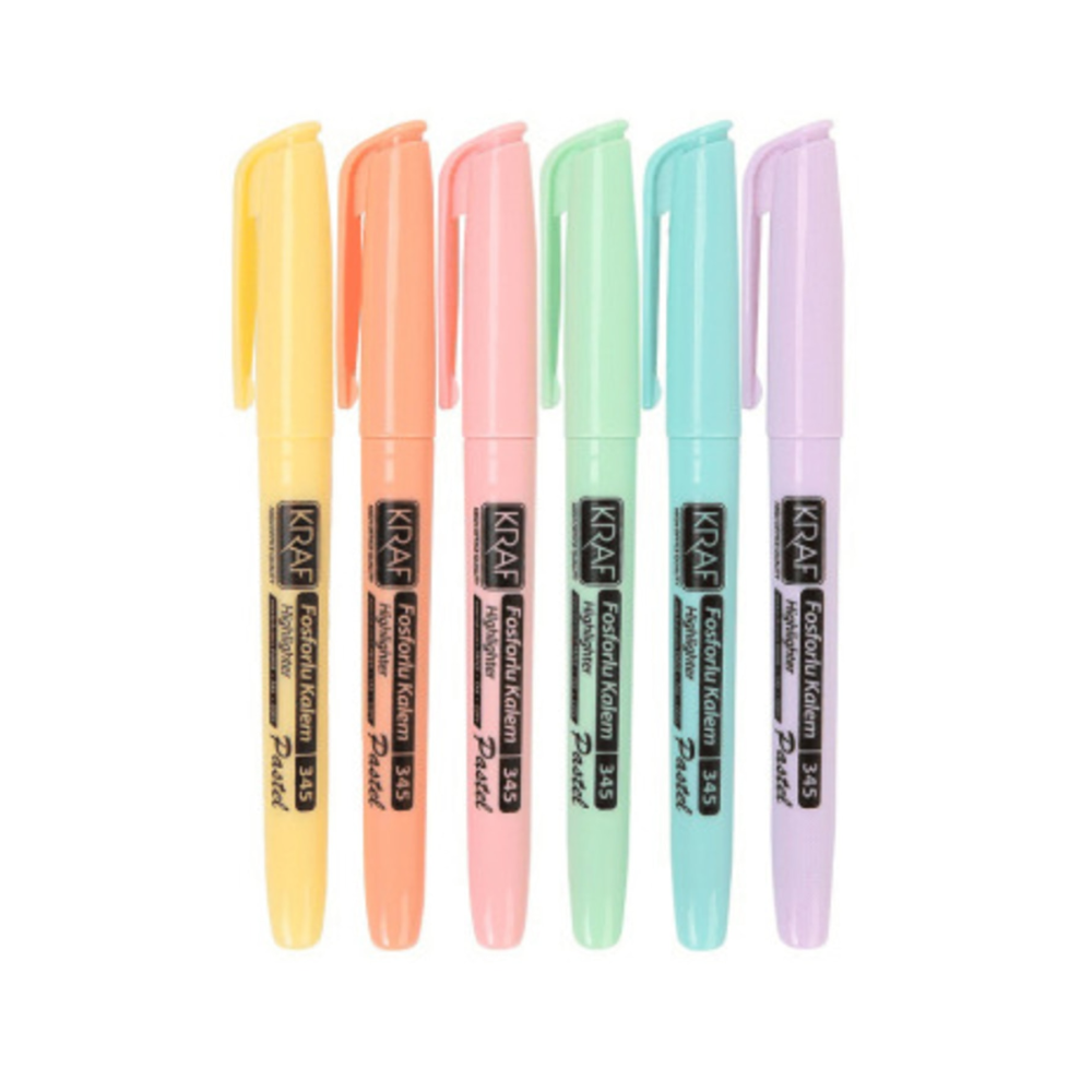 KRAF Fosforlu Kalem Pastel Kalem Tipi 6 Lı 345 Fosforlu Kalem Fiyatı