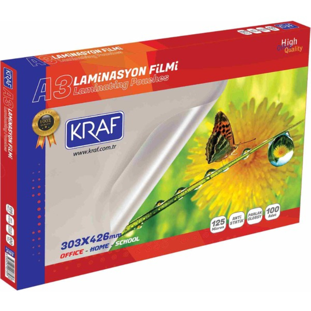 Kraf Laminasyon Film A3 125 micron 100lü 2123 Laminasyon Sistemi Fiyatı