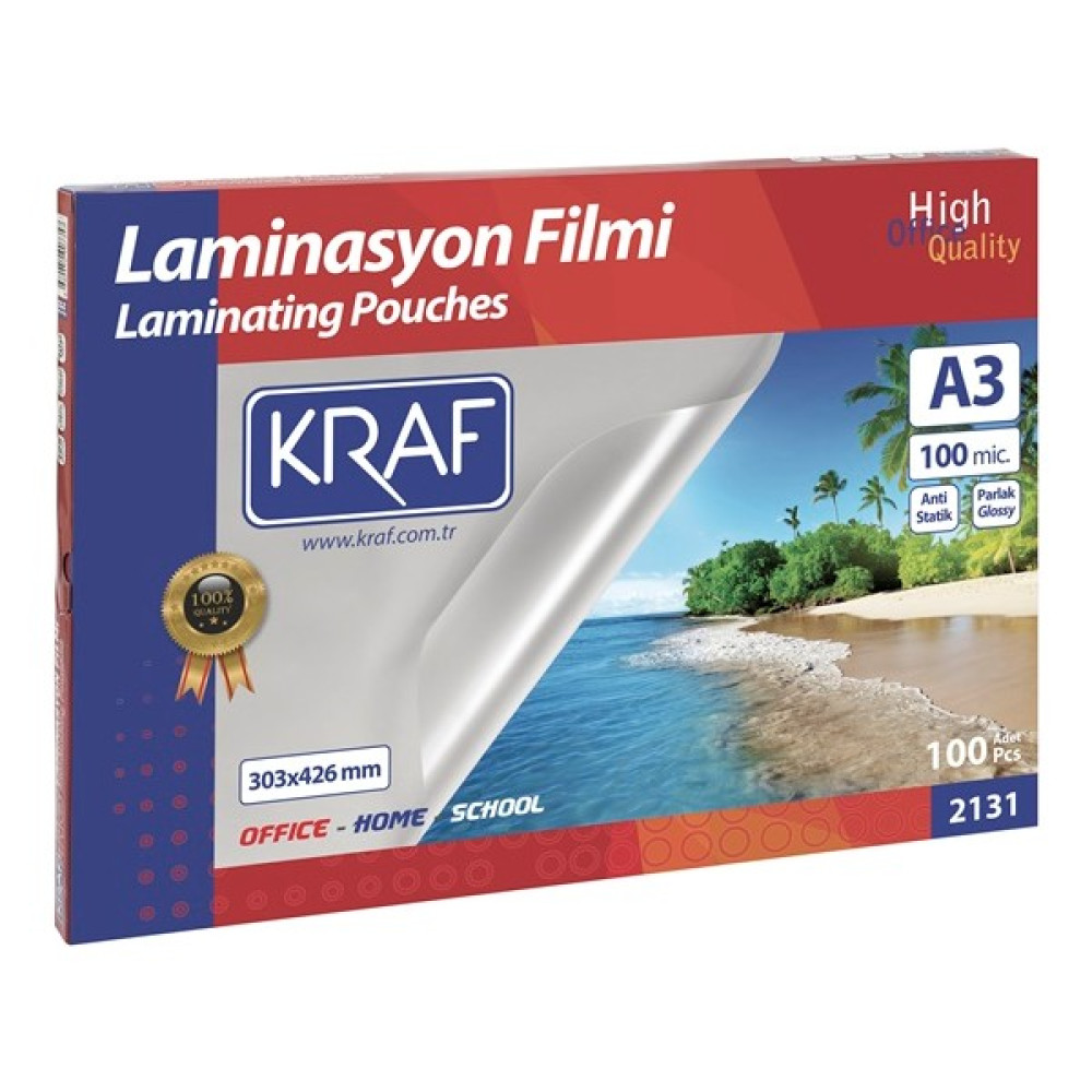 Kraf Laminasyon Filmi Parlak A3 100MIC 100'lü 2131 Laminasyon Sistemi Fiyatı